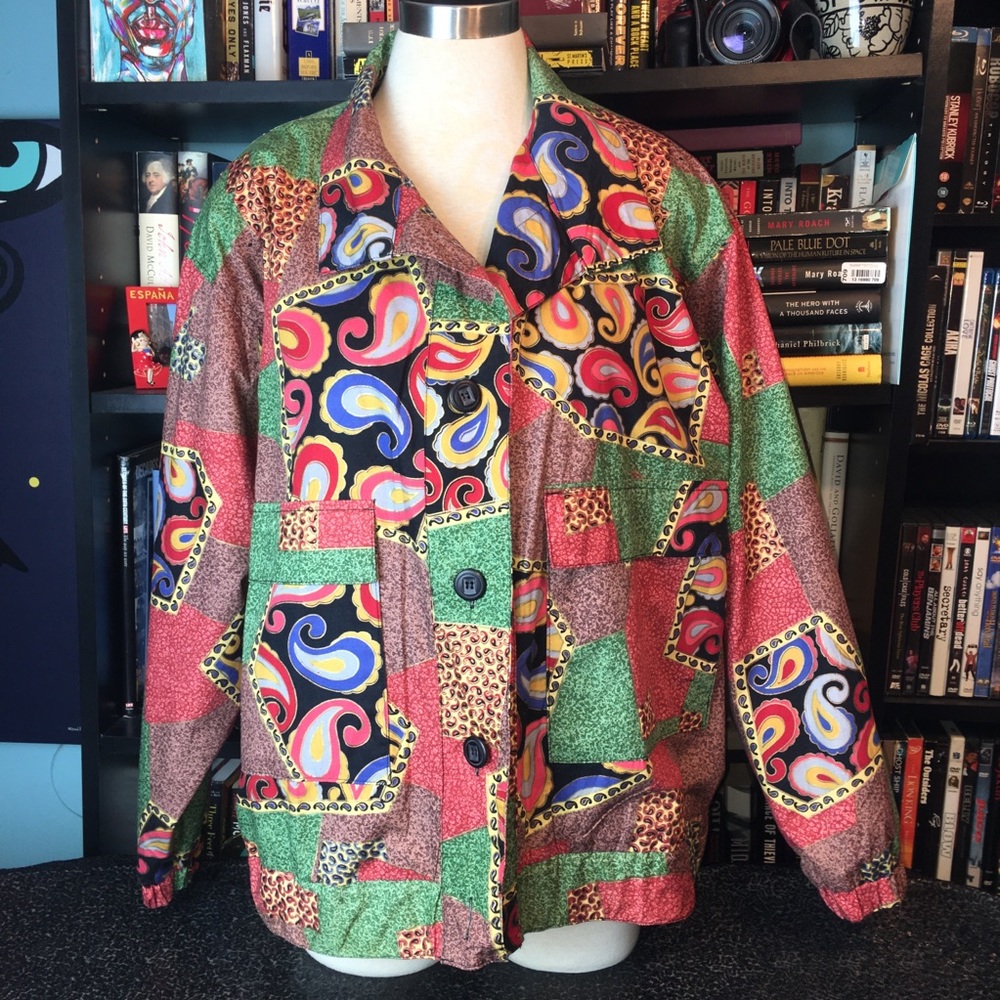 Gdt Too Vintage Button Up Retro Print Jacket - image 1